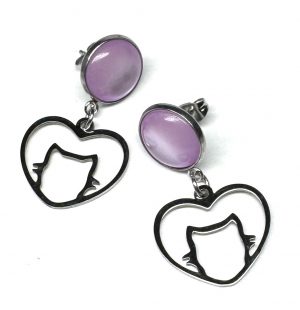 Ohrringe „Violet Heart Purr“