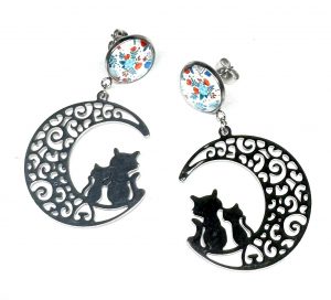 Ohrringe „Moonlit Cat Companions“