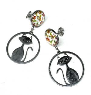 Ohrringe „Floral Moon Cat“