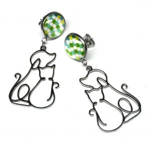 Ohrringe „Gingham Cat Cuddle“